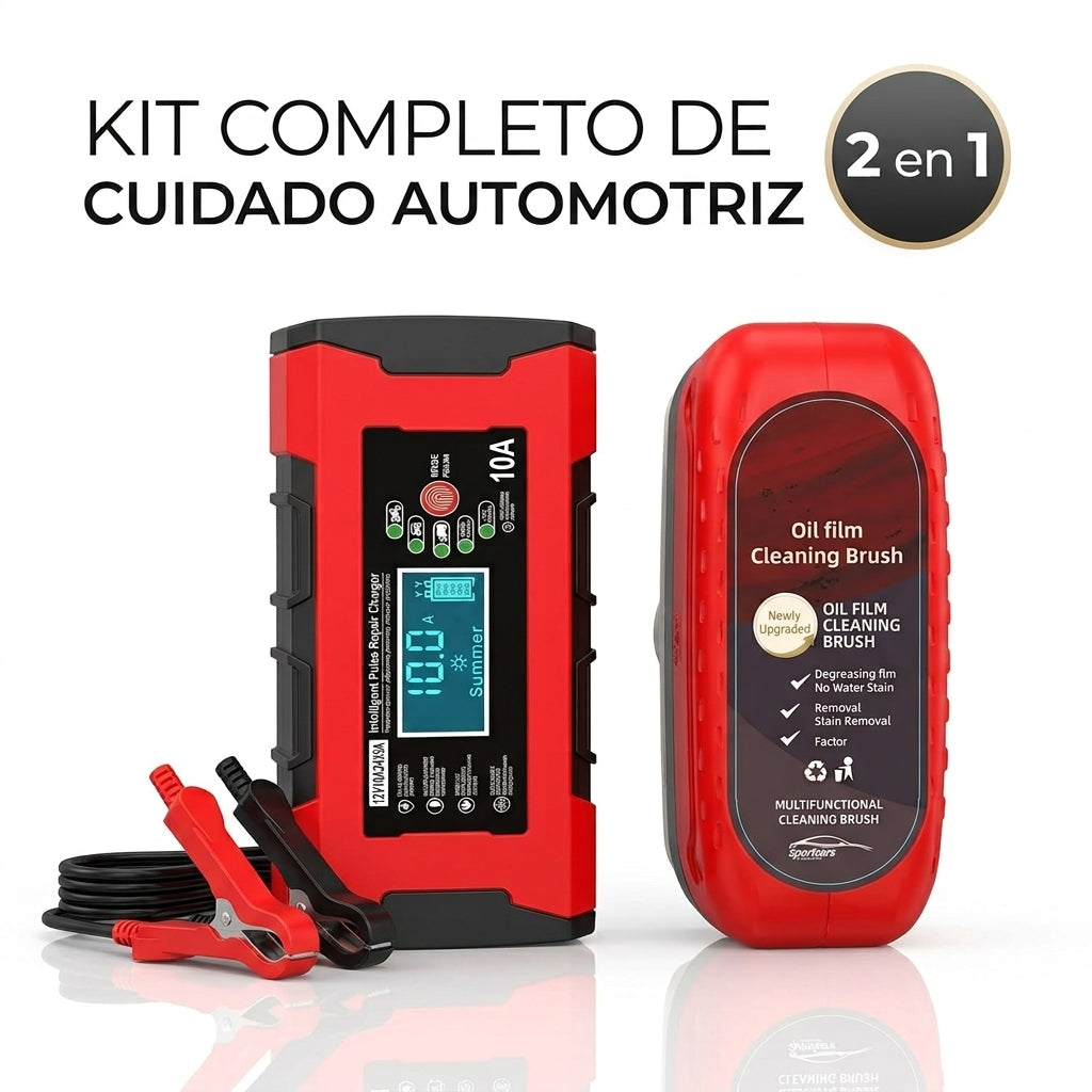 CARGADOR INTELIGENTE DE BATERÍA PARA AUTO + Cepillo antiempañante